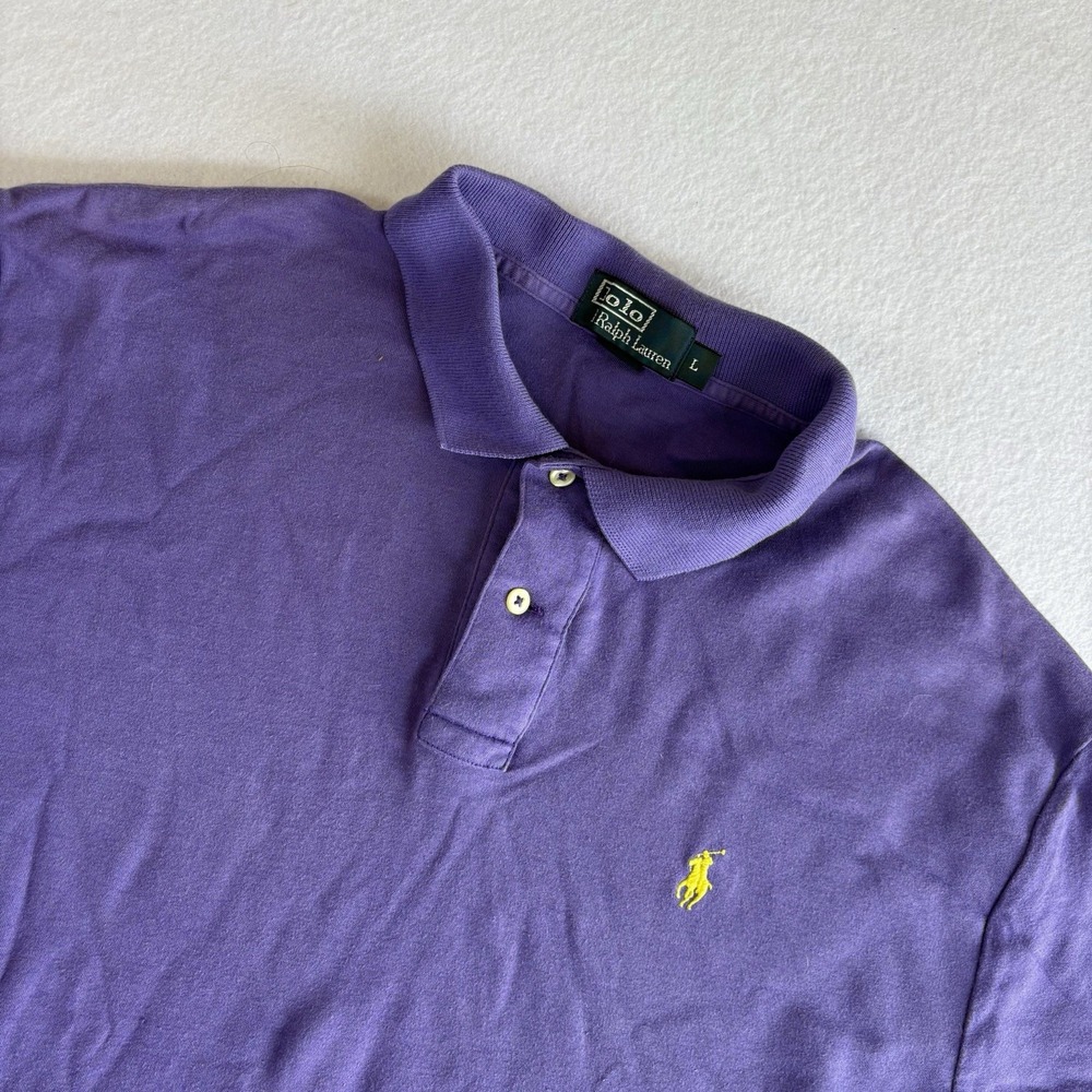 Polo Ralph Lauren Purple Solid Logo Embroidered Polo Shirt Men's L Short Sleeve